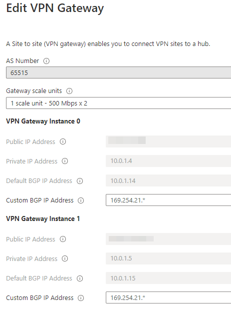 VWAN Gateway instances